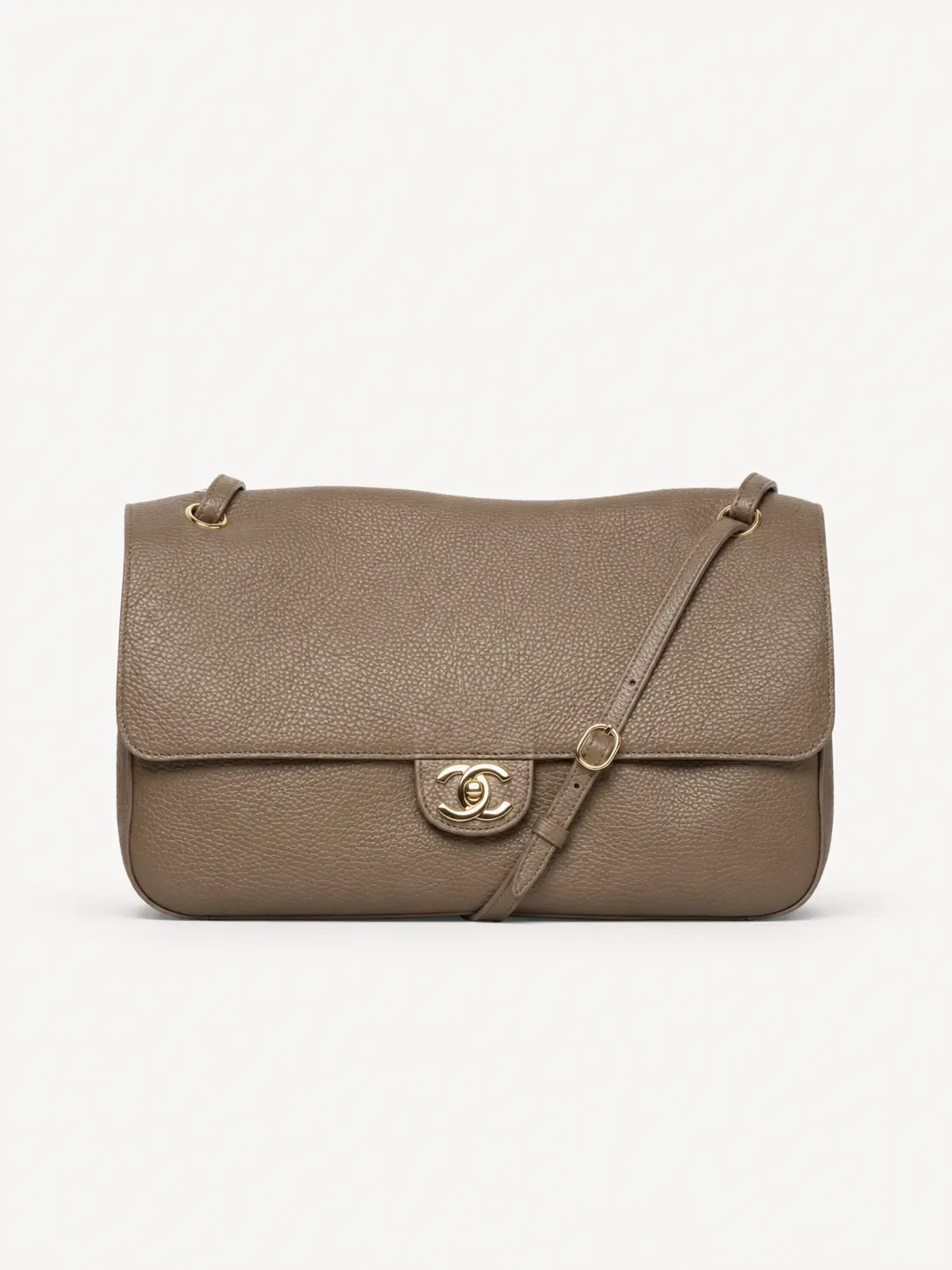 Grained Leather Flap Shoulder Bag