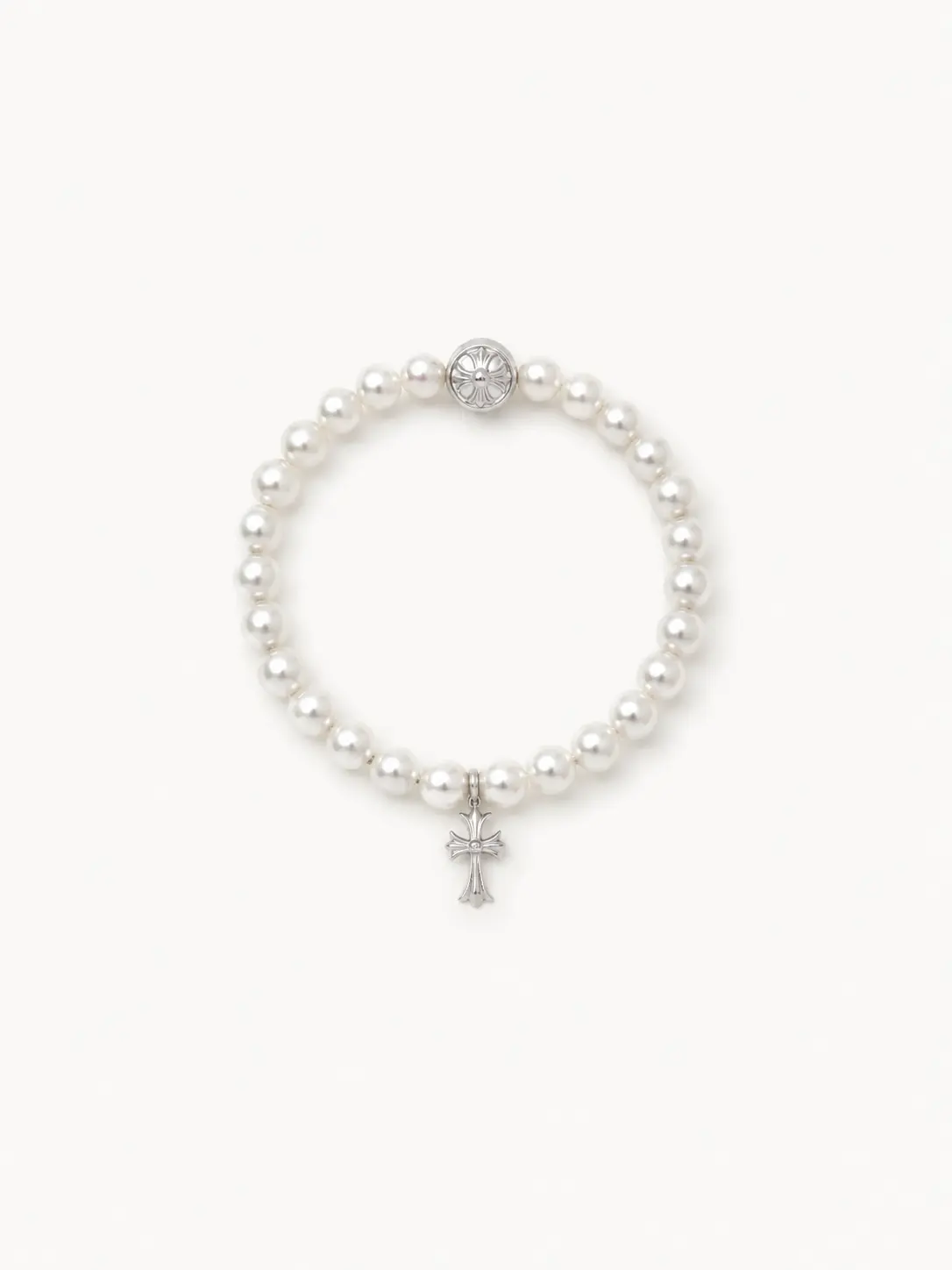 CHROME HEARTS × MIKIMOTO Pearl Cross Bracelet