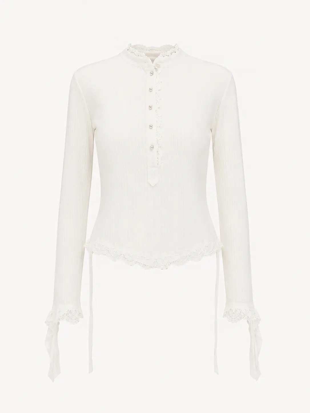 Lace-Trim Long Sleeve Top