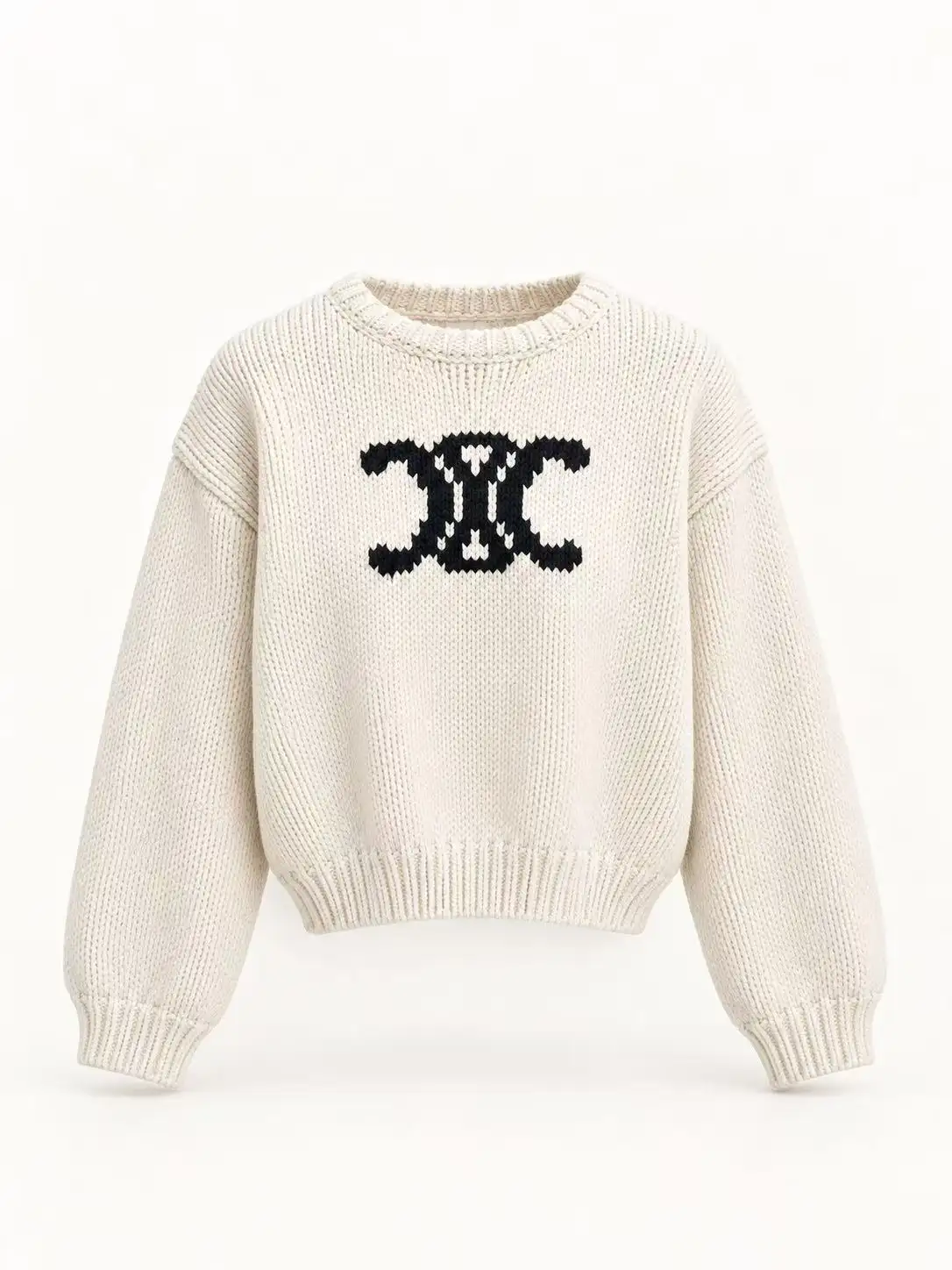 Oversized Logo Intarsia Knit Sweater