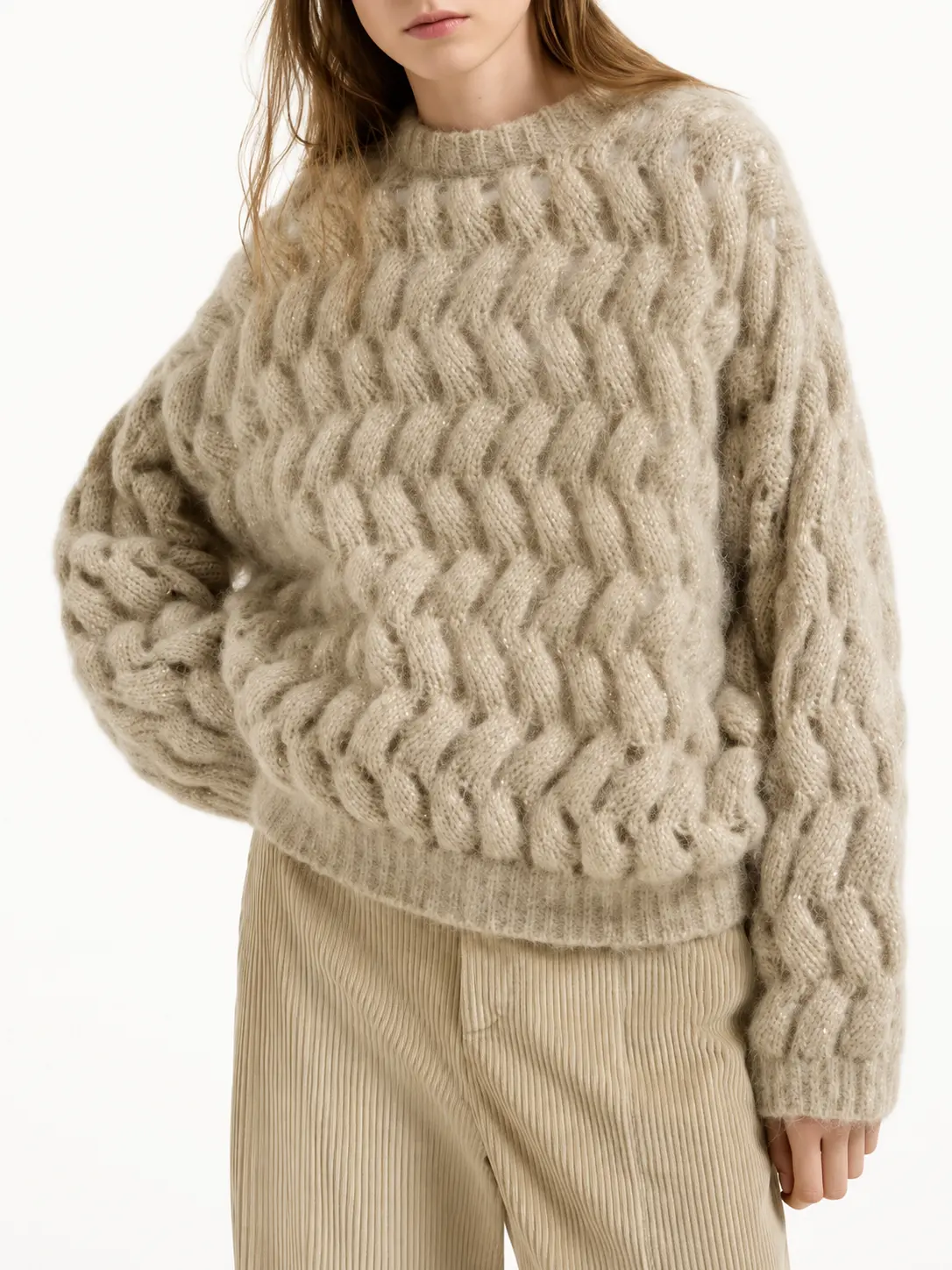 Textured Cable-Knit Sweater