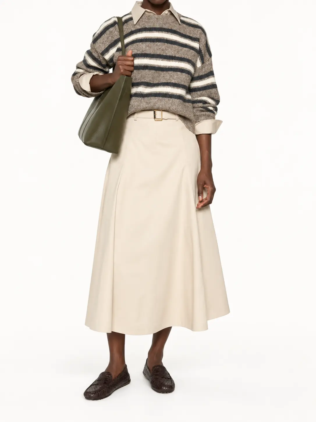 Striped Cropped Knit Sweater