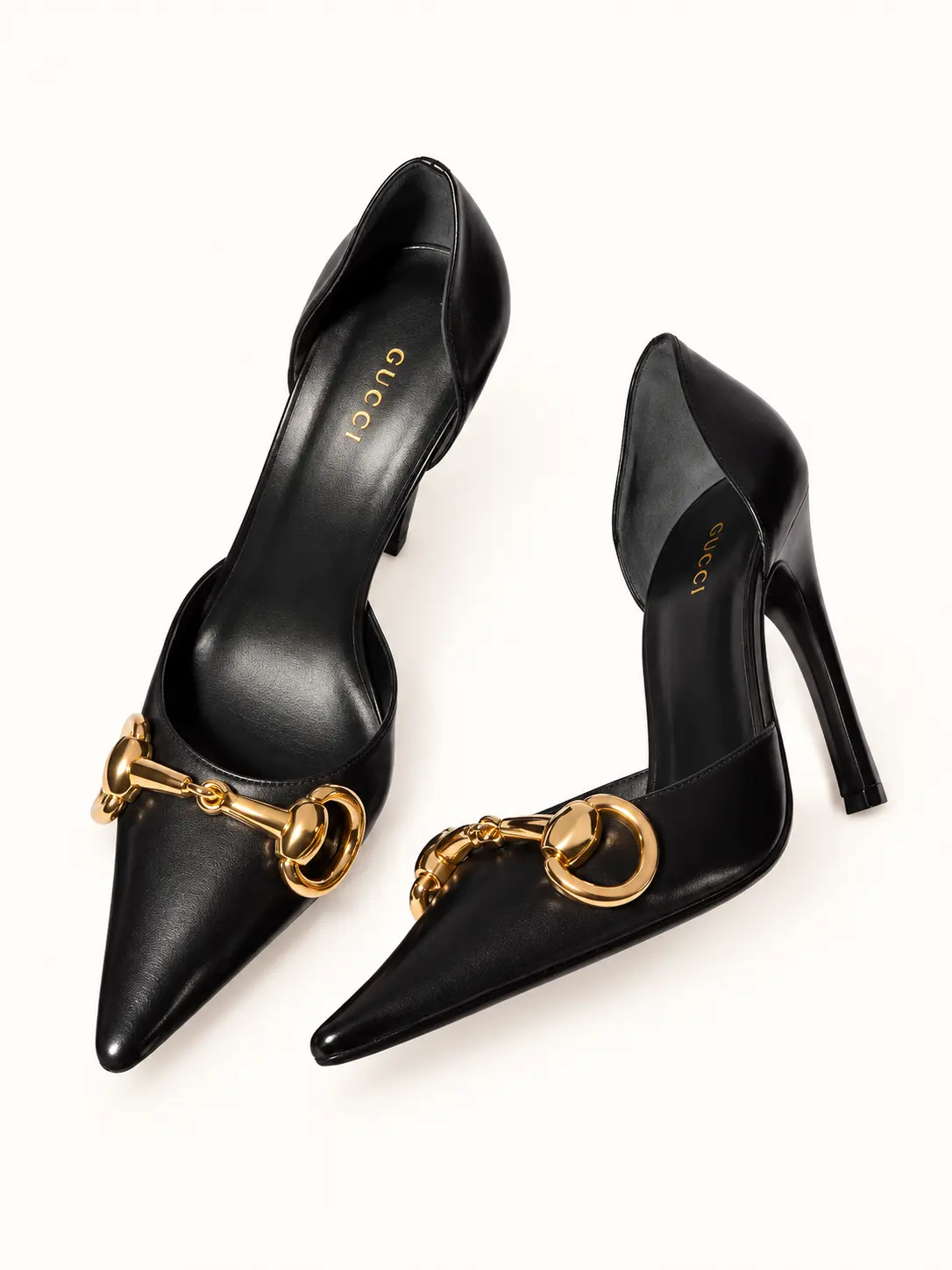 Horsebit Leather Pointed-Toe Pumps
