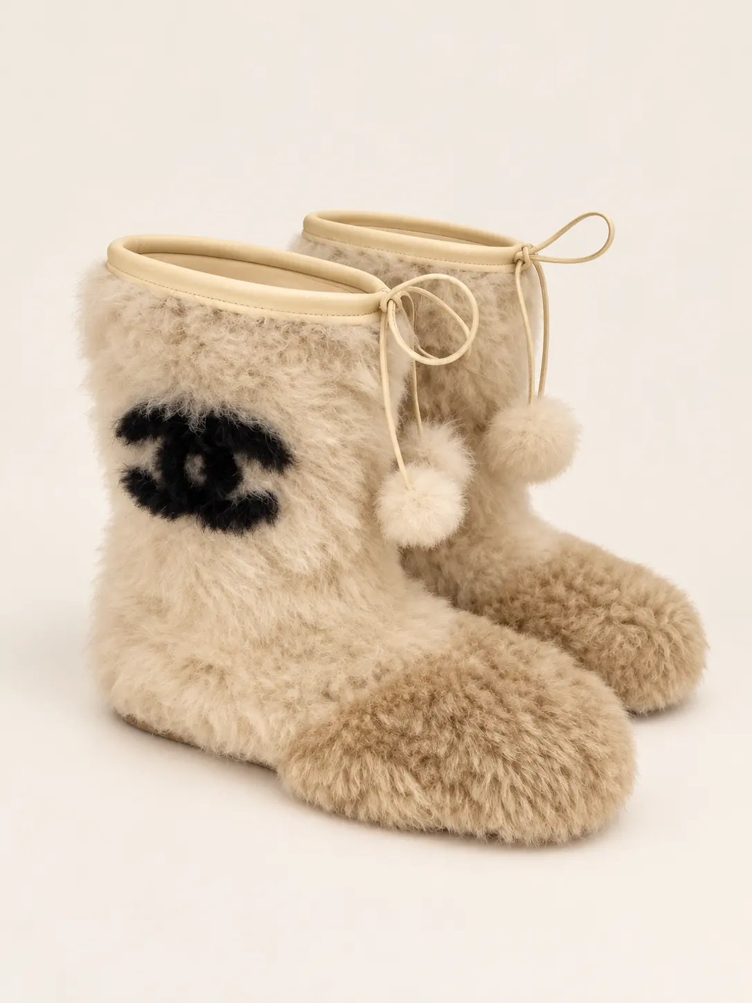 Cream Faux Fur Ankle Boots