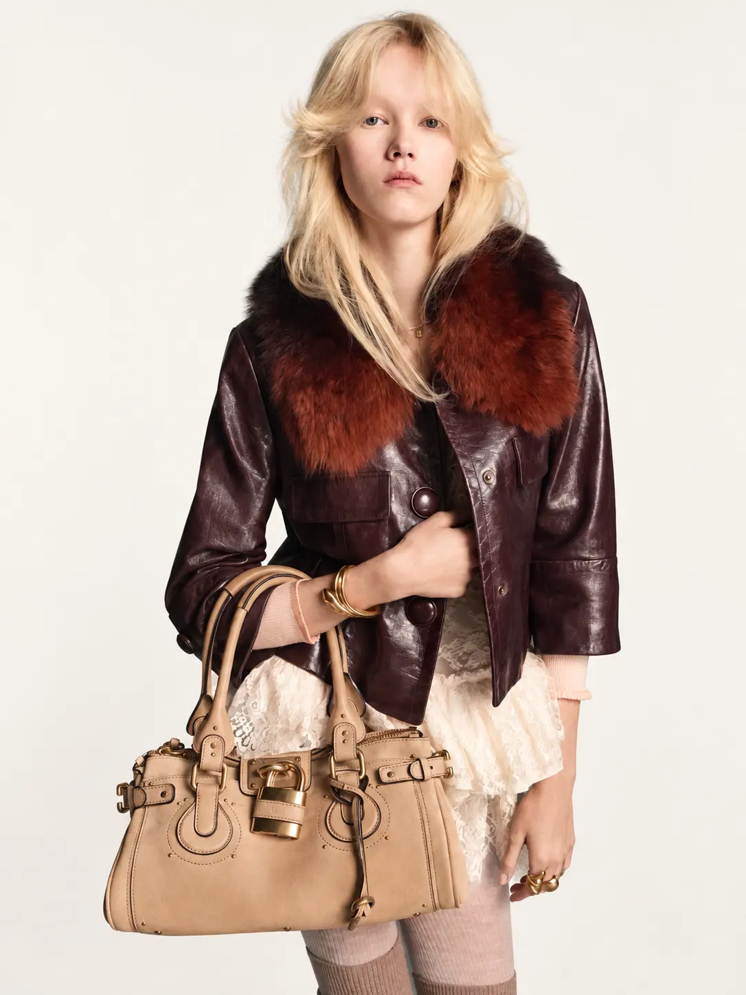 Leather Jacket with Fur Collar