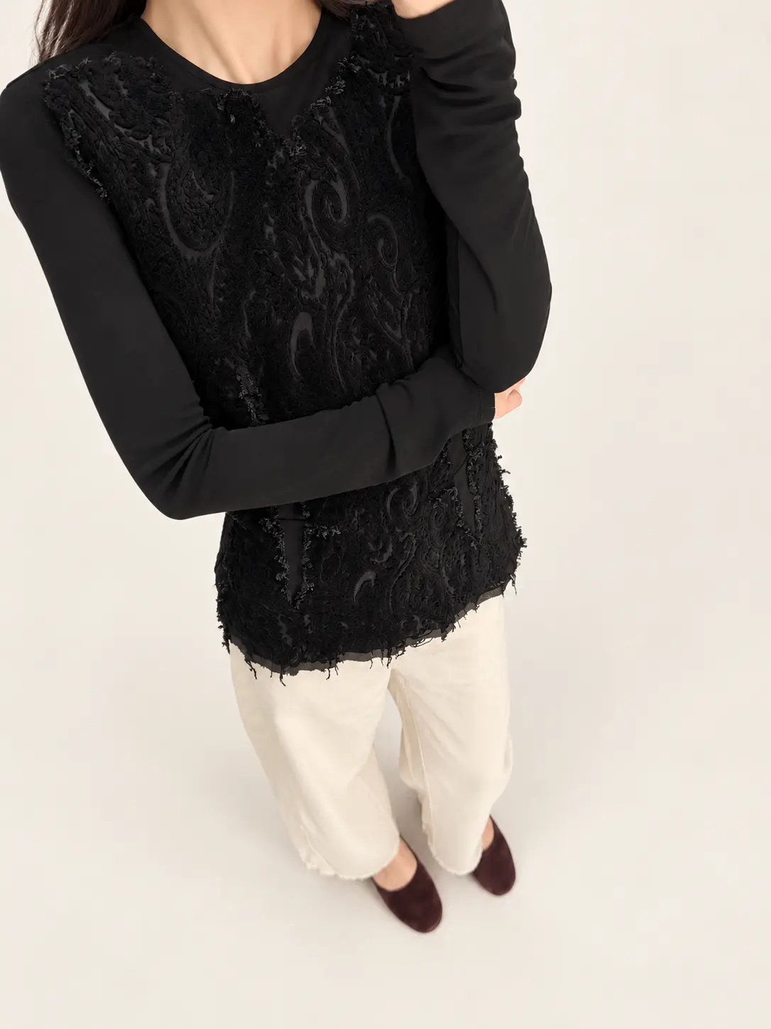 Textured Long-Sleeve Top