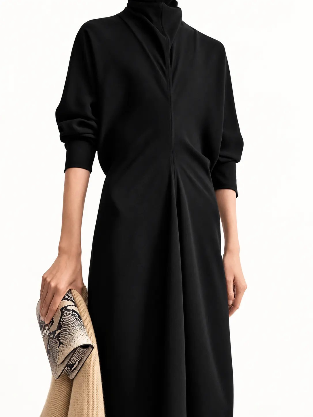 Black Open-Back Tie Detail Dress