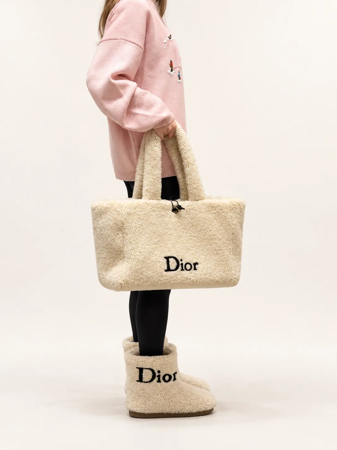 Ivory Shearling Tote Bag