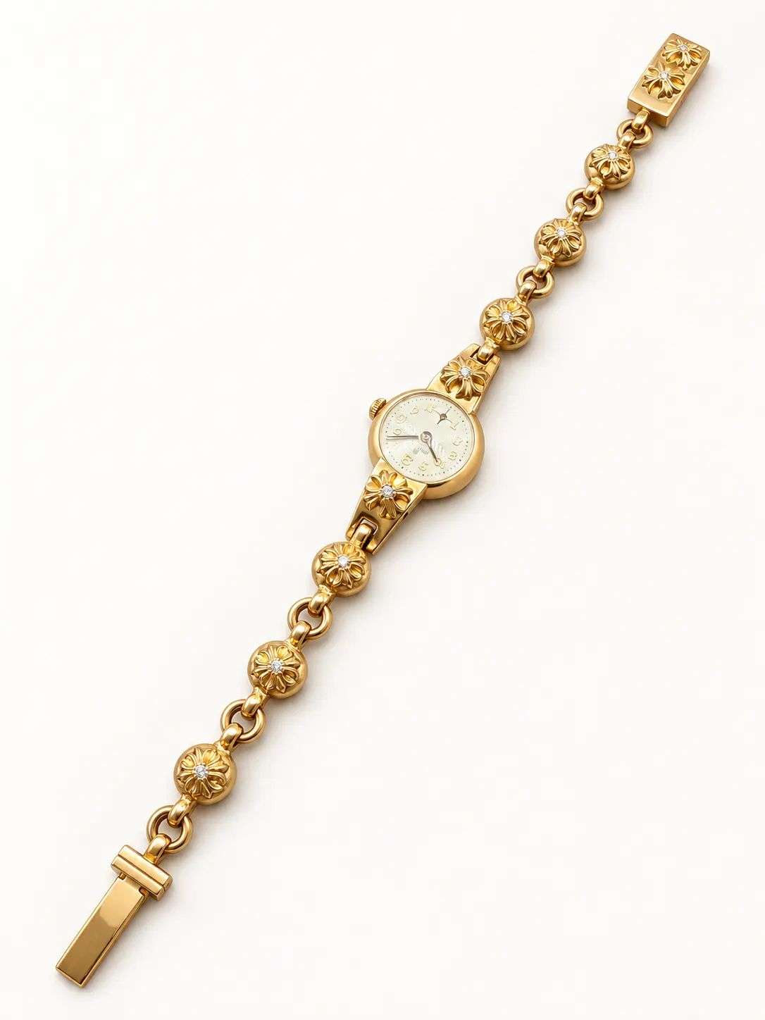 Gold Floral Bracelet Watch