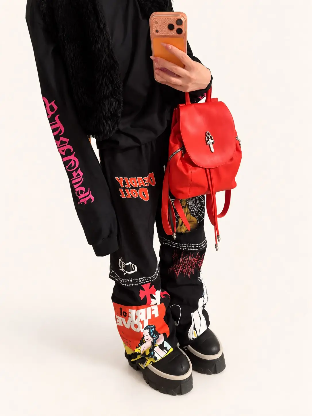 Red Leather Backpack