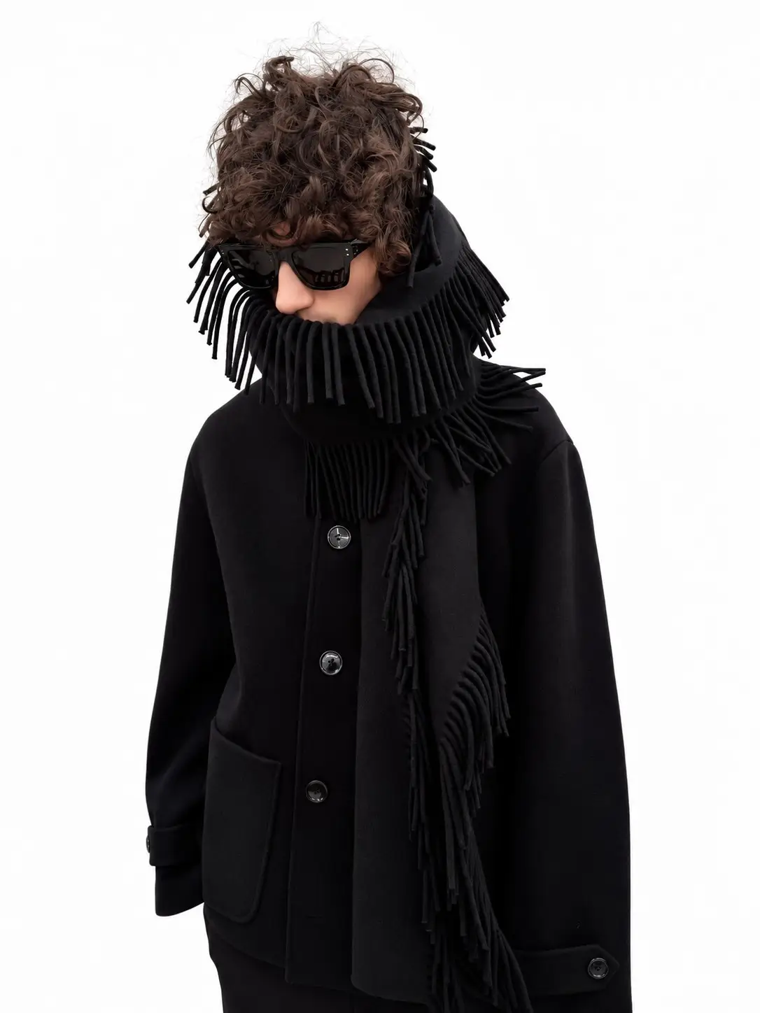 Black Fringed Scarf